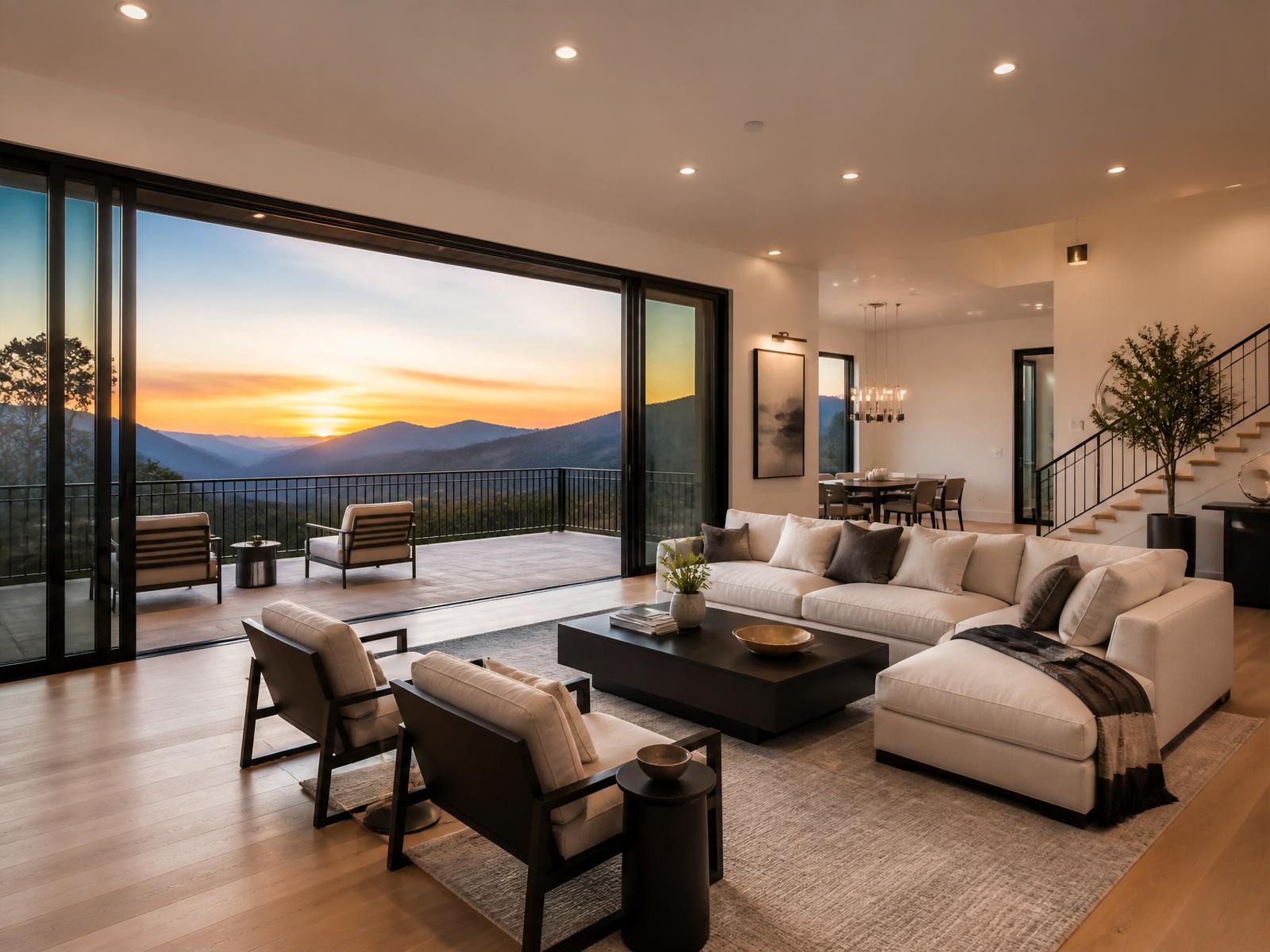 Open Living Room with Folding Glass Wall